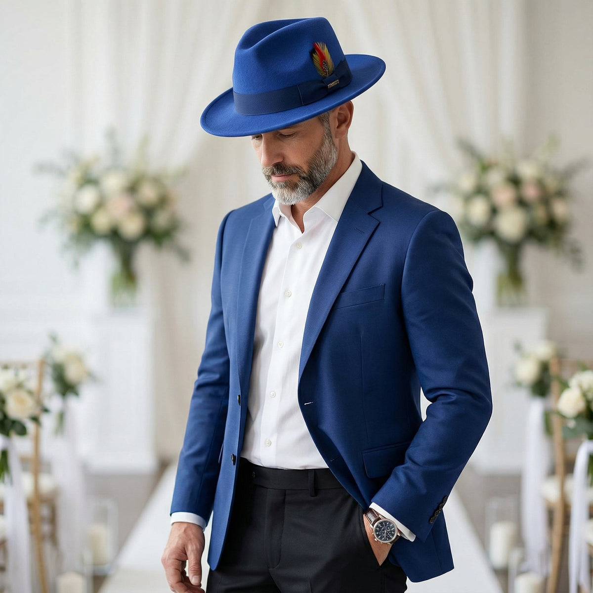 Crushable Royal Blue 100% Australian Wool Fedora Hat