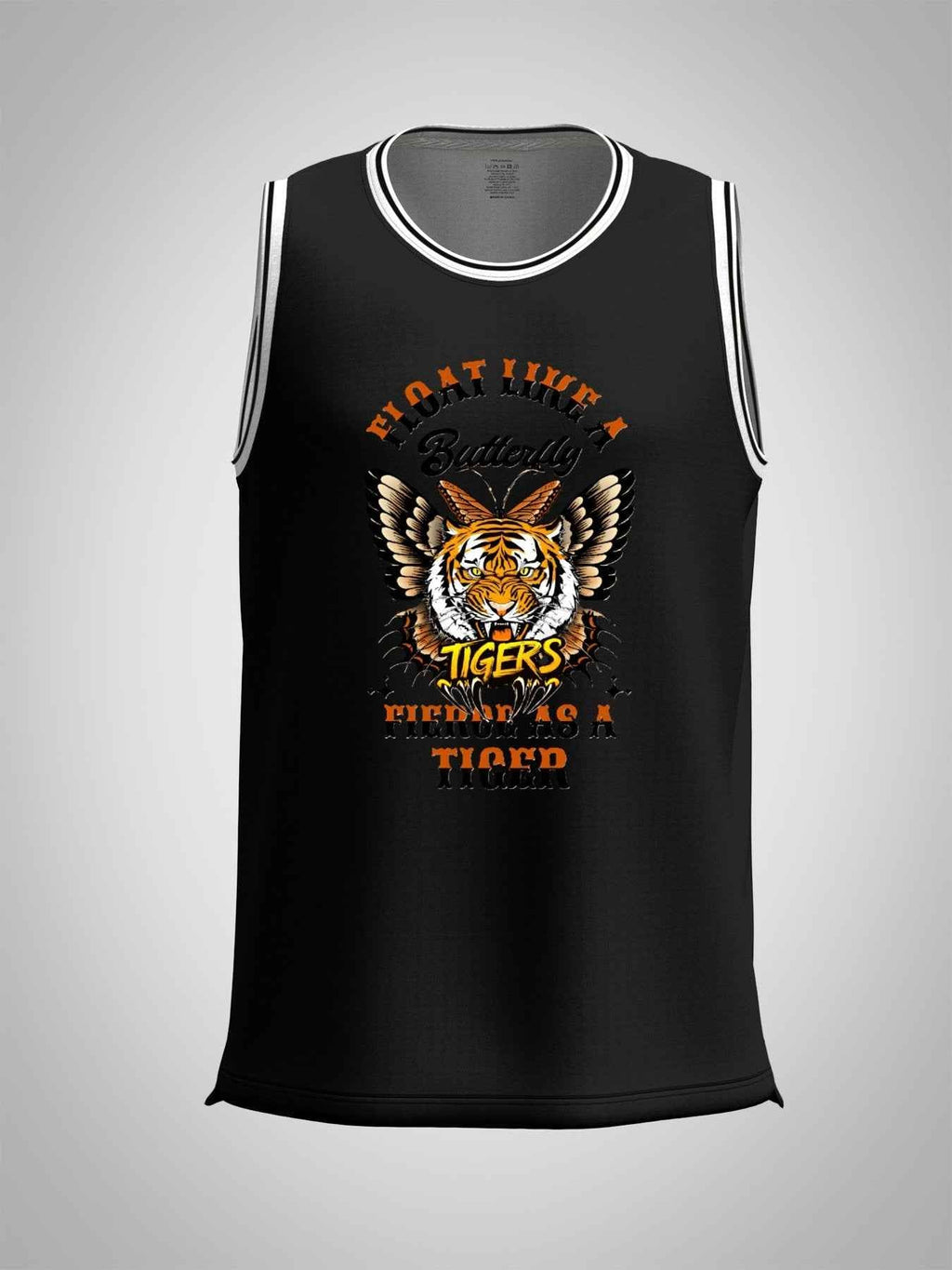 Float Like a Butterfly Fierce as a Tiger Adult Black Basketball Jersey | Ships From USA