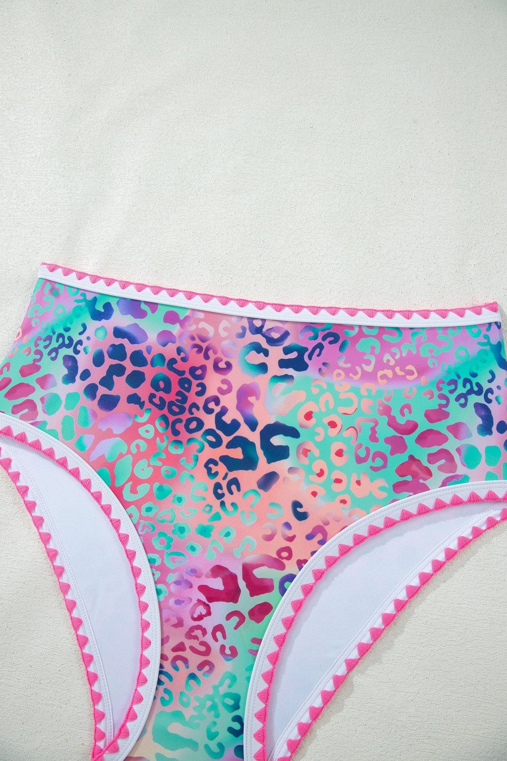 Leopard Ricrac High Waist Bikini Swim Set