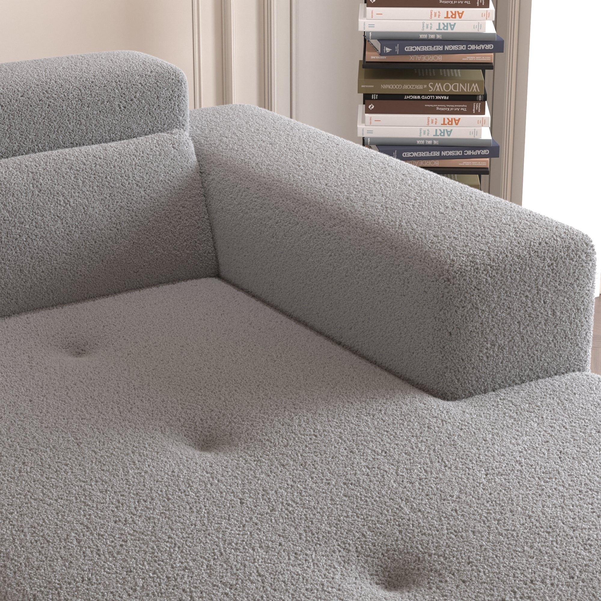 109'' Modern Modular Sectional Sofa, Teddy Fabric L Shaped Couch, 3 Seat Corner Sofa Couch, Modern Upholstered Couch with Chaise & Pillows for Living Room Apartment, No Assembly Required