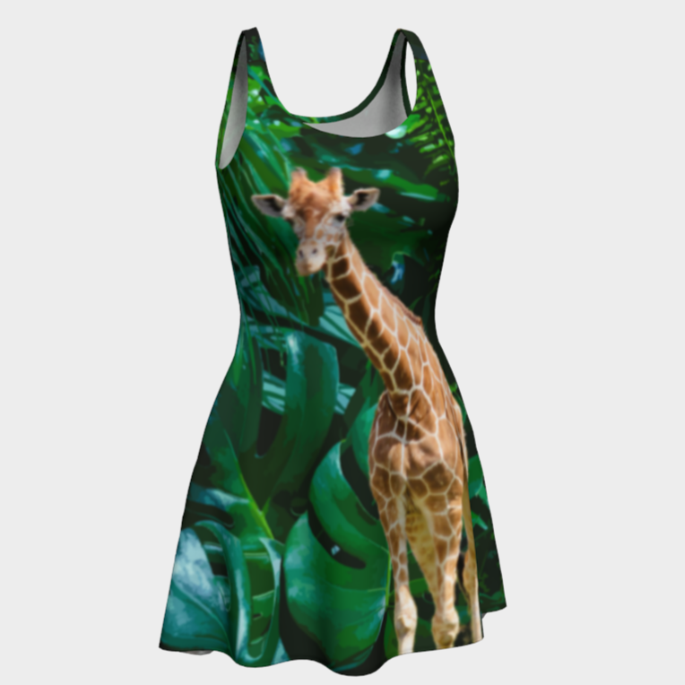 Women's Tall Giraffe Short Flared Dress
