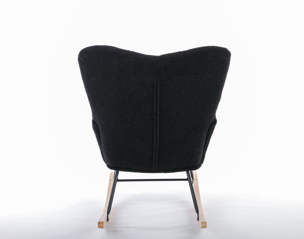050-Teddy Fabric Rocking Gilder Nursery Chair For Living Room Indoor,Black
