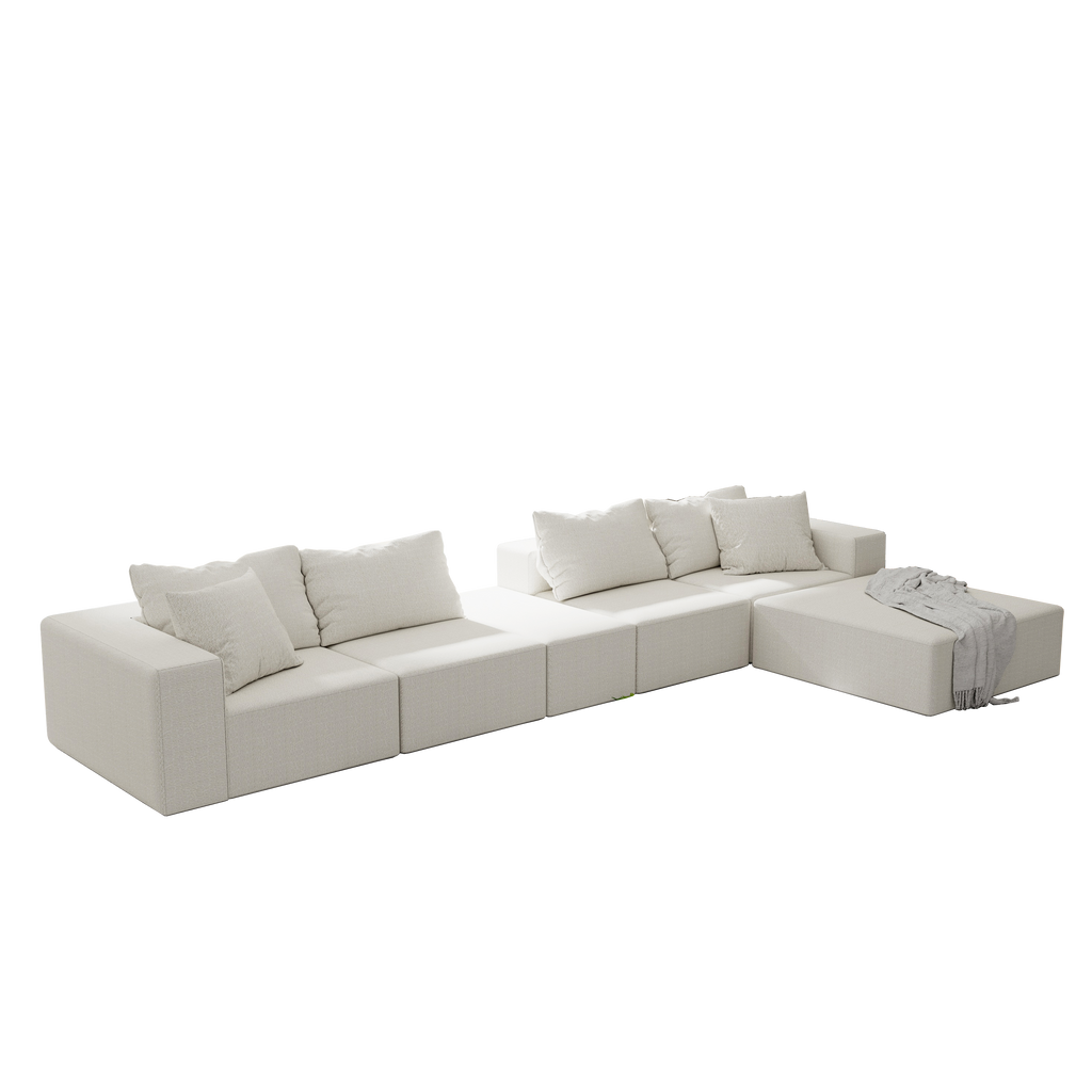 Modern Upholstered Sectional Sofa Couch Set,Modular 132' L Shaped Sectional Living Room Sofa Set With 6 Pillows,Free Combination Sofa Couch for Living Room,Bedroom