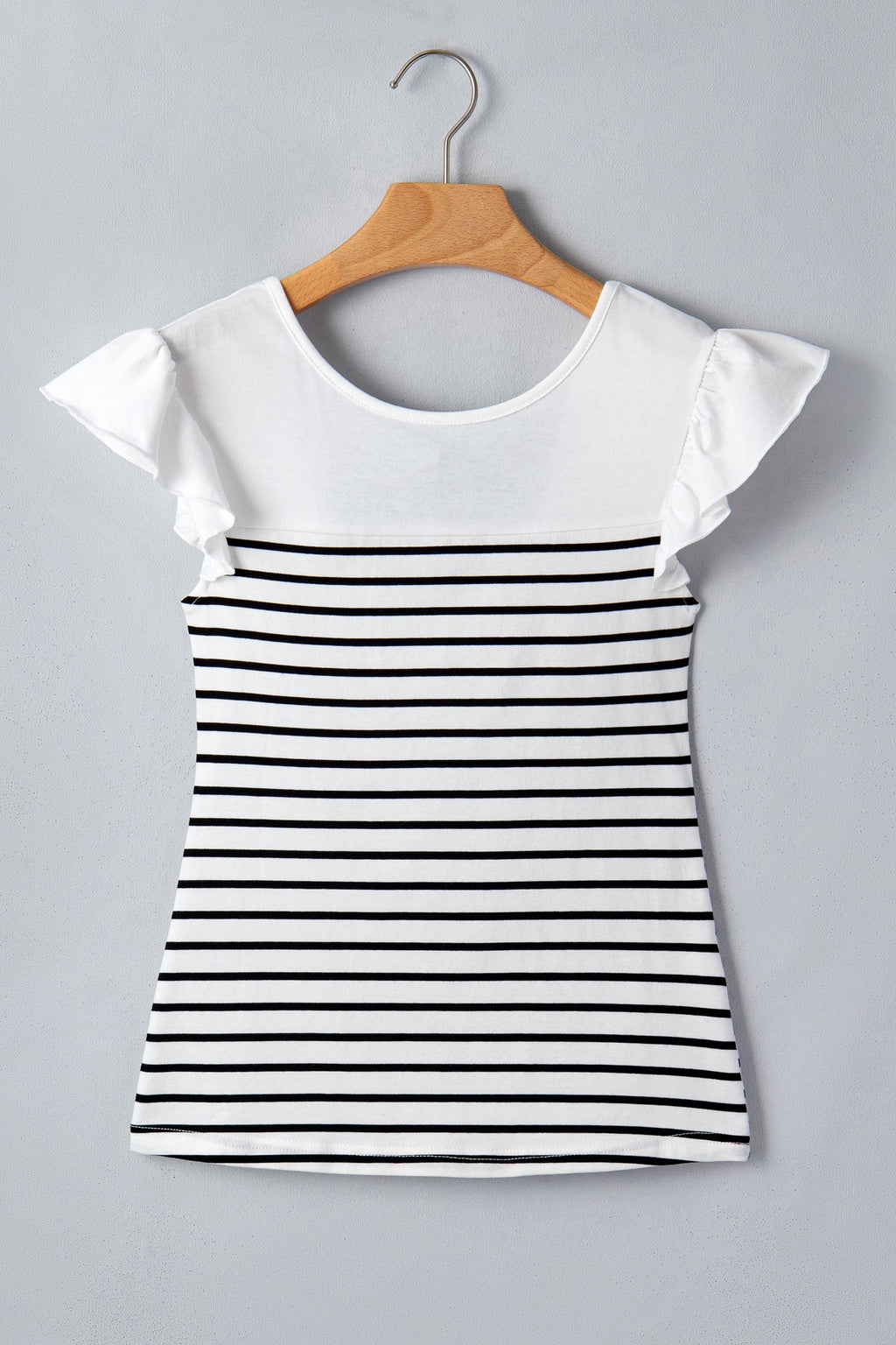 Stripe Contrast Bow Tie Back Ruffle Tank Top