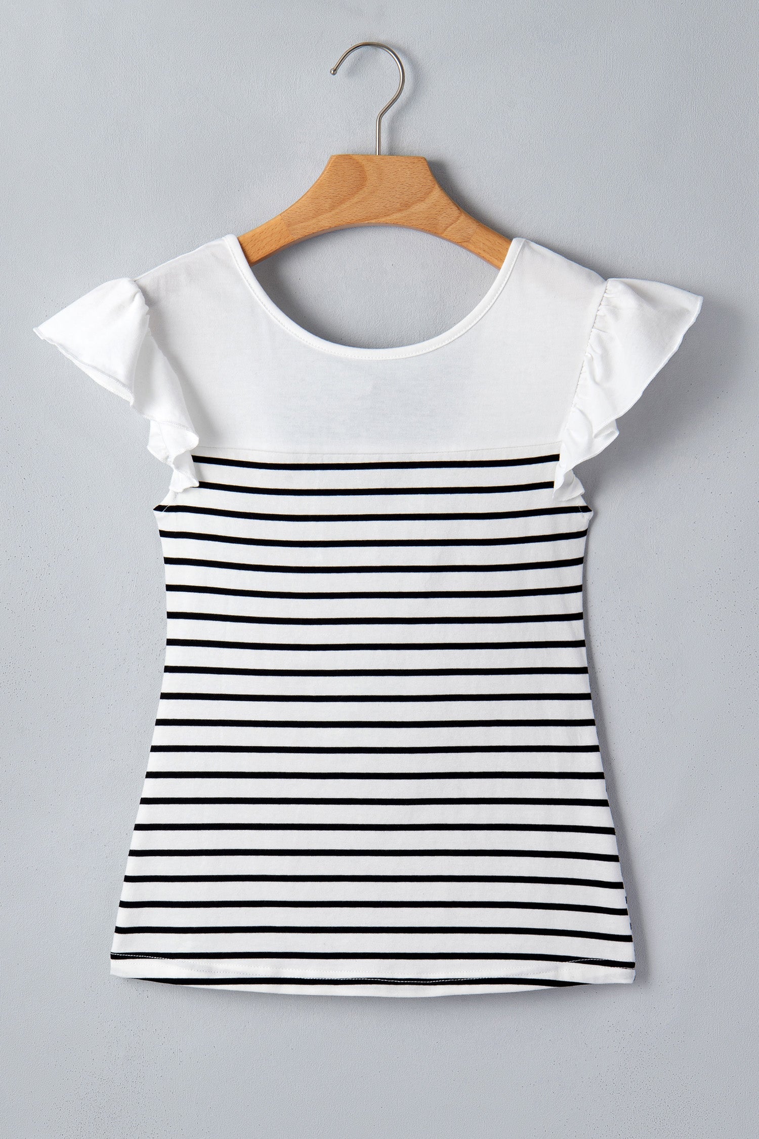 Stripe Contrast Bow Tie Back Ruffle Tank Top