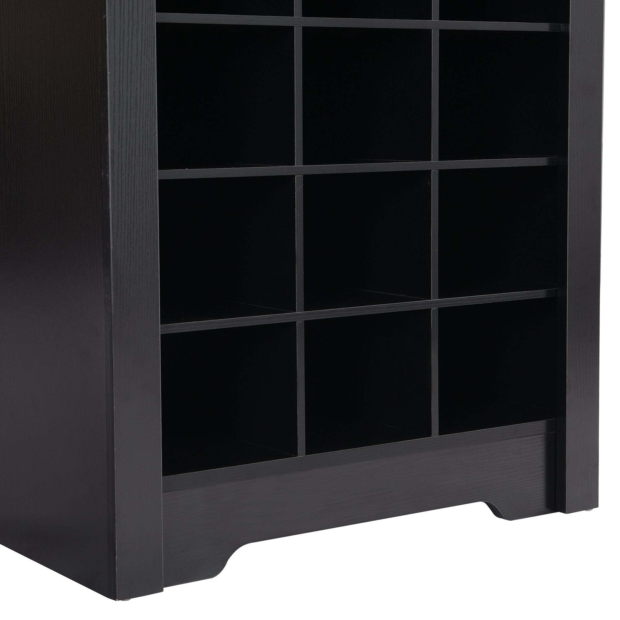 ON-TREND Stylish Design 30 Shoe Cubby Console, Contemporary Shoe Cabinet with Multiple Storage Capacity, Free Standing Tall Cabinet with Versatile Use for Hallway,  Bedroom, Black