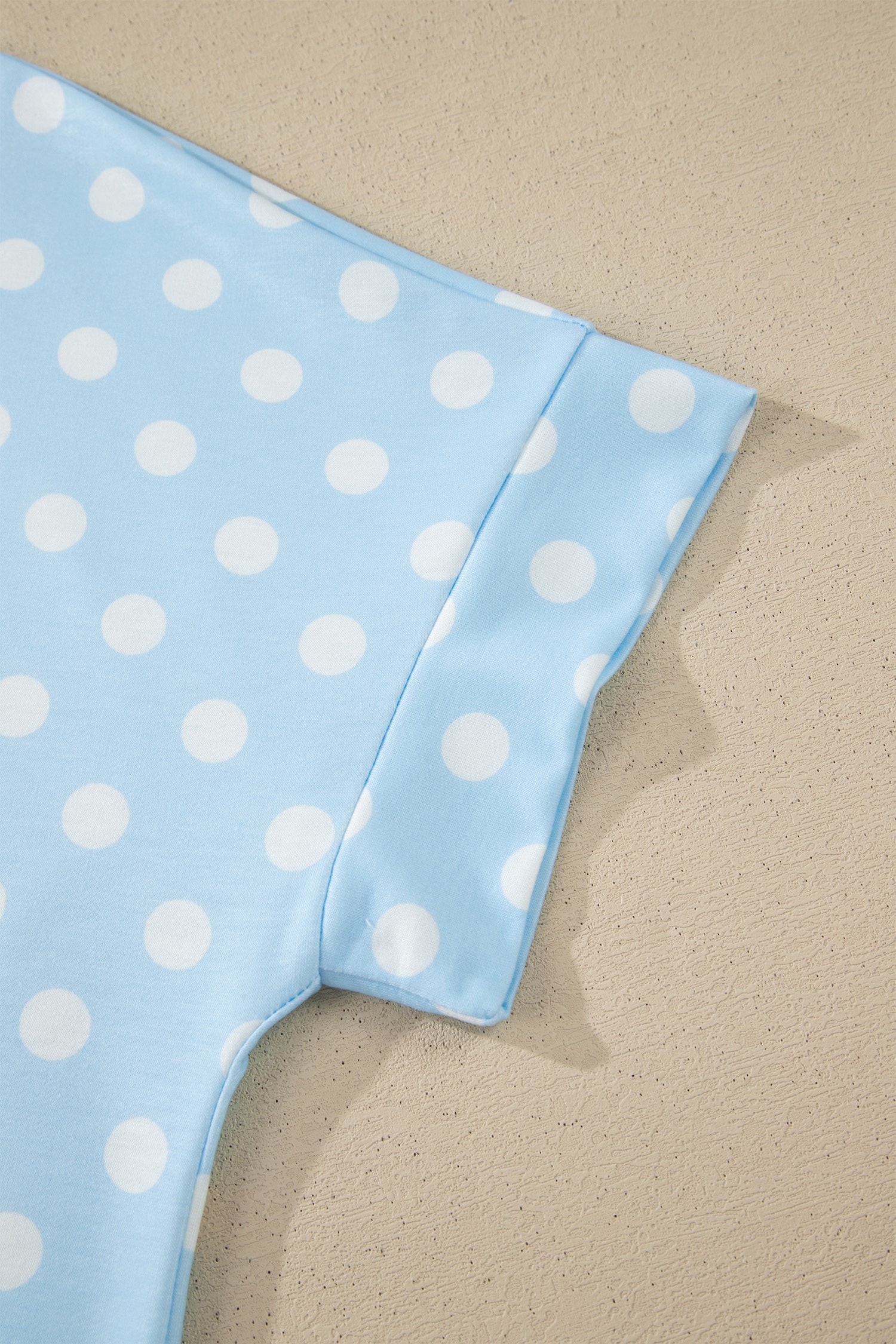 Polka Dot Colorblock Mock Neck & Shorts Set
