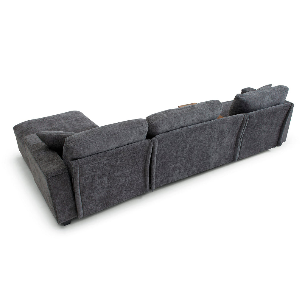 120.3'Sectional Sofa ,L-Shaped Oversized Couch ,Comfy Cloud Couch Set with Drop Down Table,360-degree Swivel tray ,Cup Holders,USB Charger,Storage Ottoman and  Armrest,Wide Seat Sofa for Living room