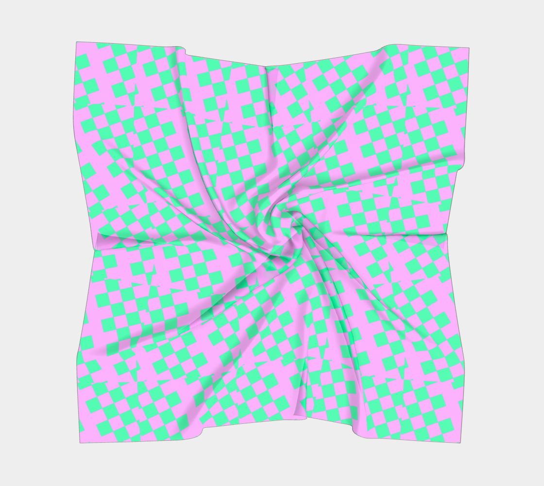 Purple and Pastel Green Checkered Square Scarf