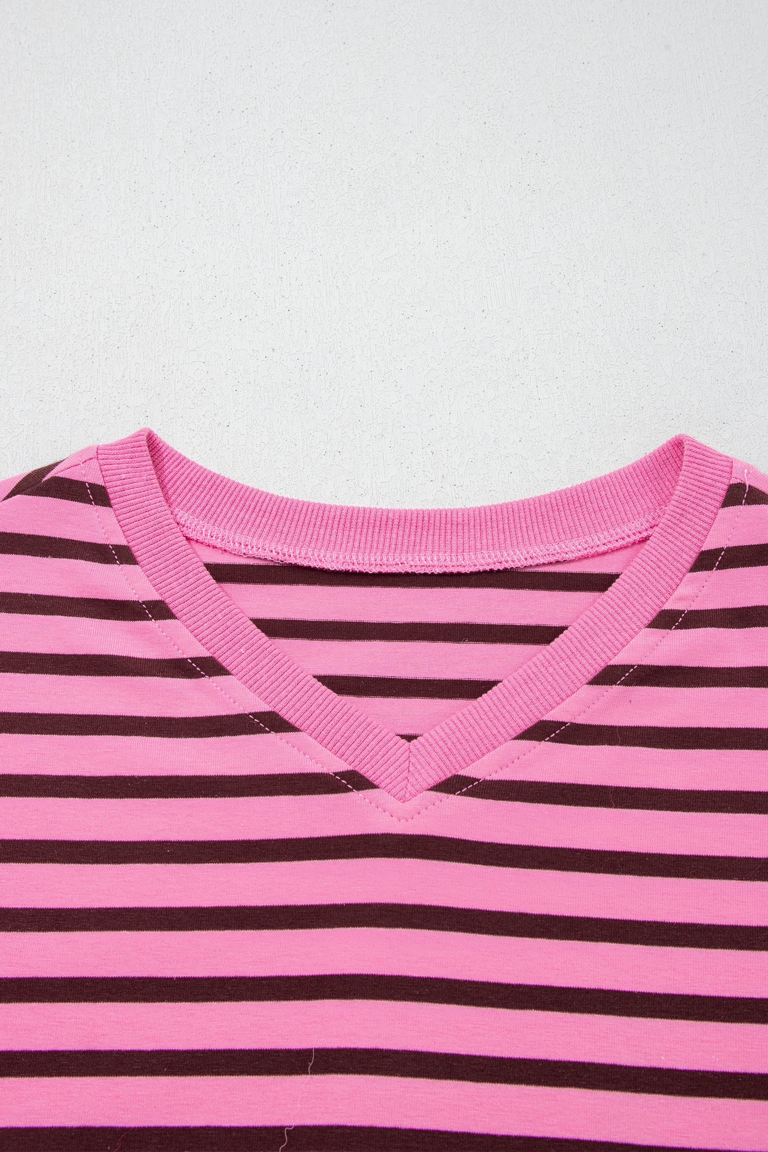 Stripe V-Neck Drop Shoulder Long Sleeve Top