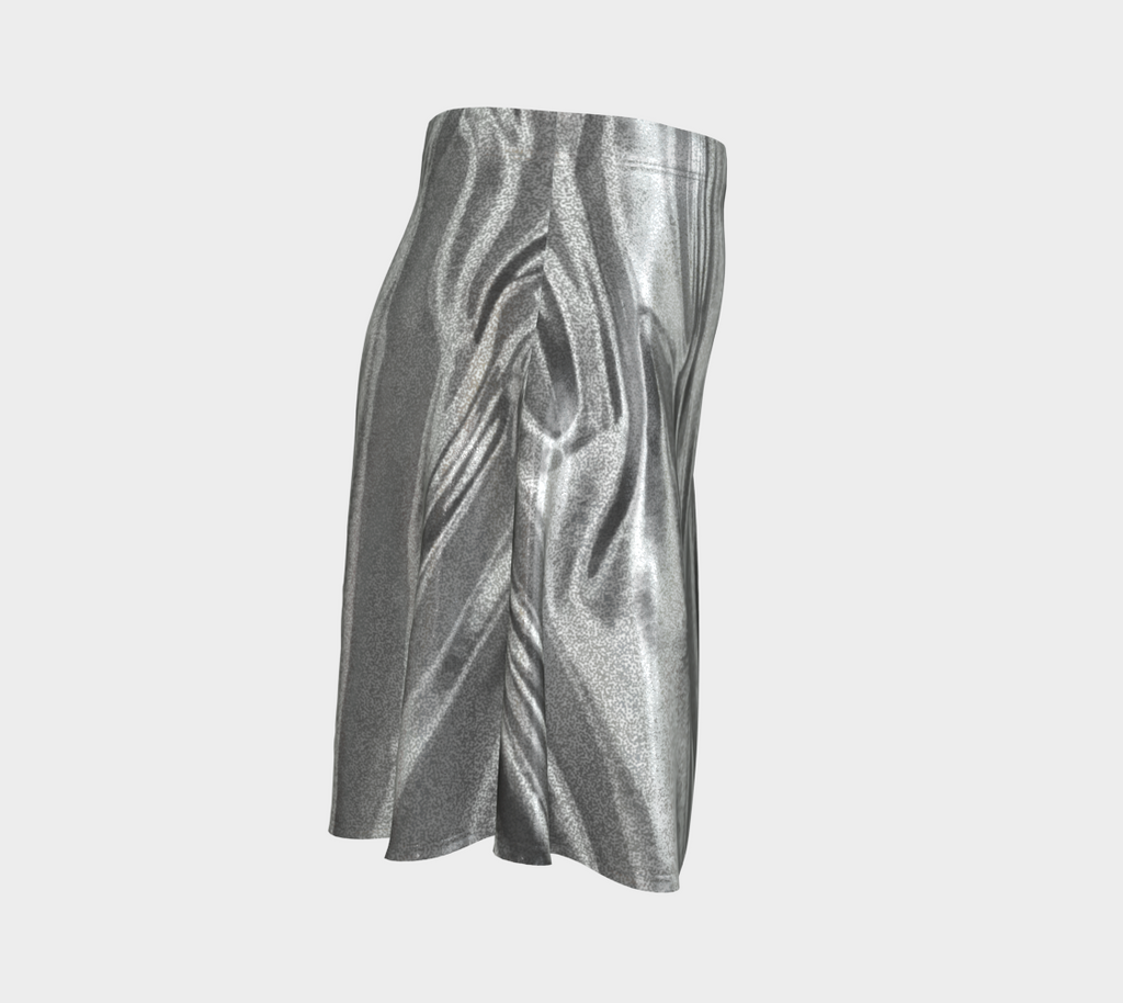 Molten Silver Flared Glitter Skirt