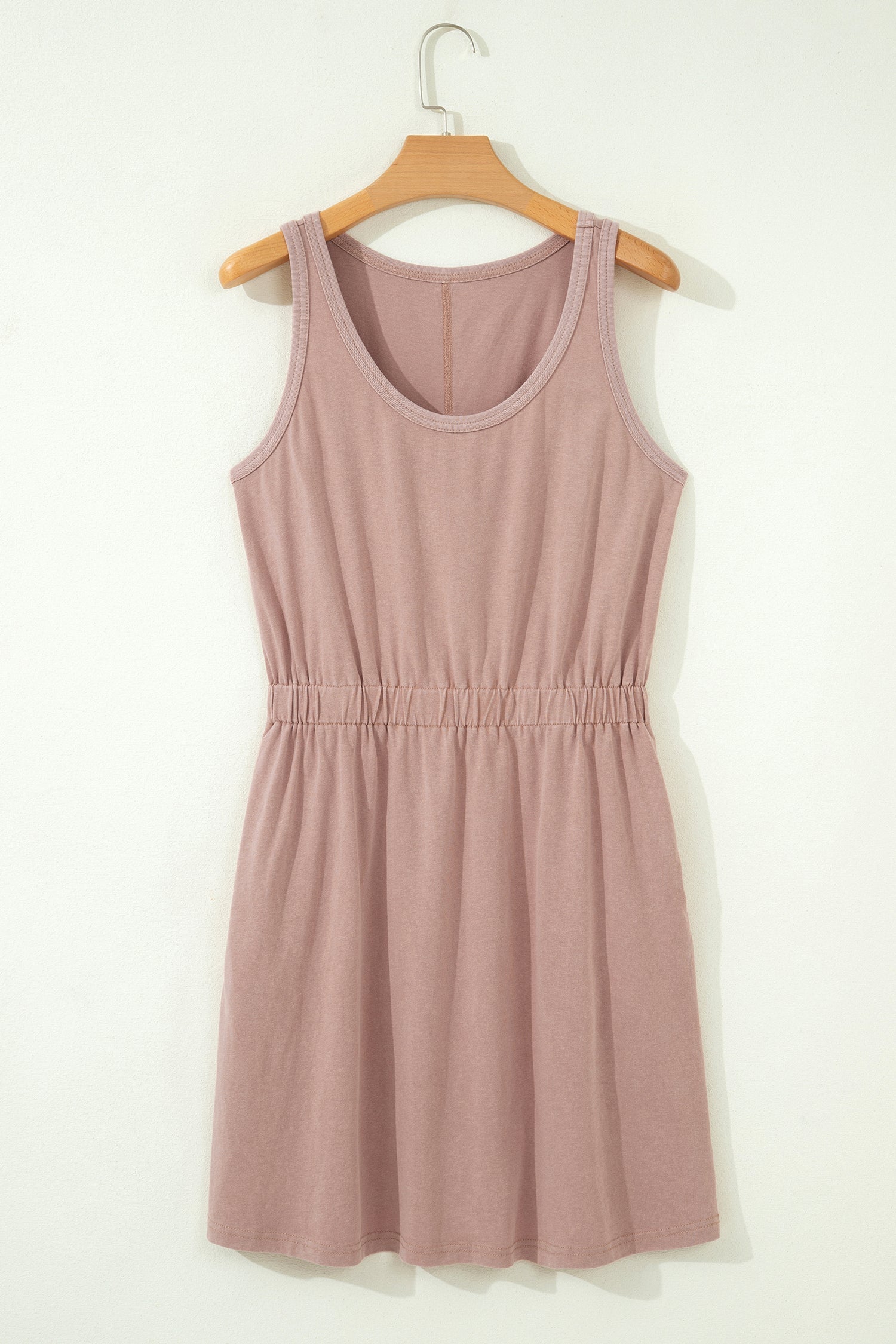 Mineral Wash Scoop Neck Elastic Waist Mini Dress