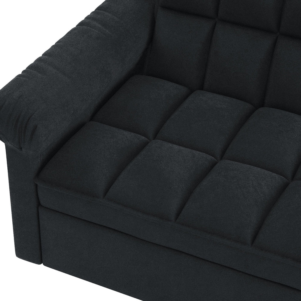 Loveseats Sofa Bed with Pull-out Bed,Adjsutable Back-Black