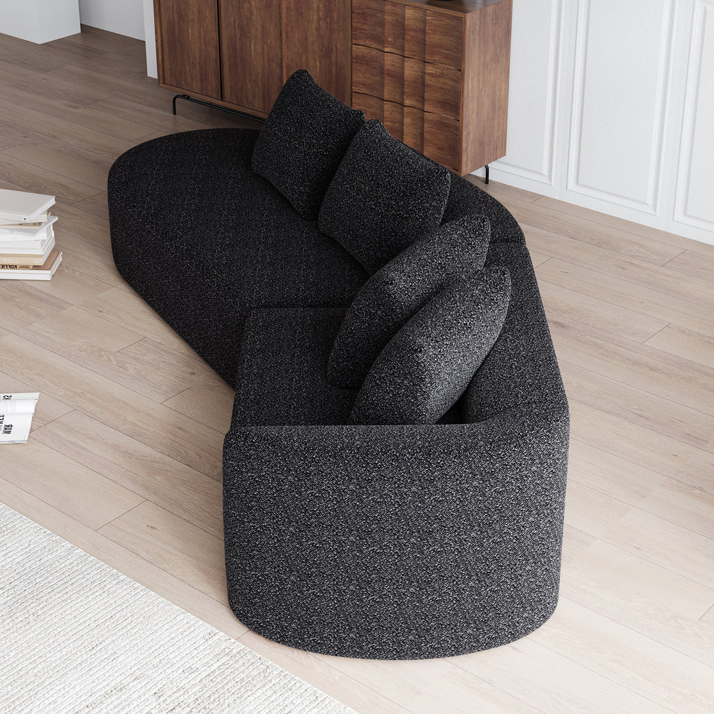 Modern Upholstered Oversized Sectional Sofa, 112-Inch Chenille 4-Seater Extra Deep & Wide Seat Curved Cloud Couch with 4 Throw Pillows, Free Combination Sofa Couch for Living Room,Bedroom