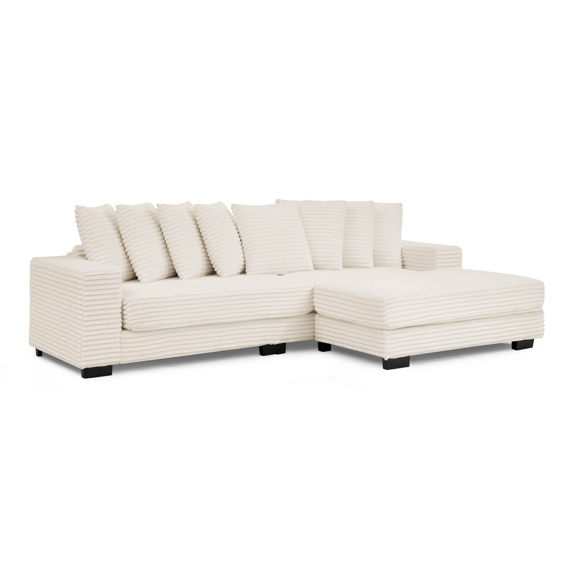 Corduroy Tufted Upholstered Sleeper Sectional Sofa, L-Shaped Modular Convertible Sofa , Can freely change the position of the footrests-Beige(Assembly is required)