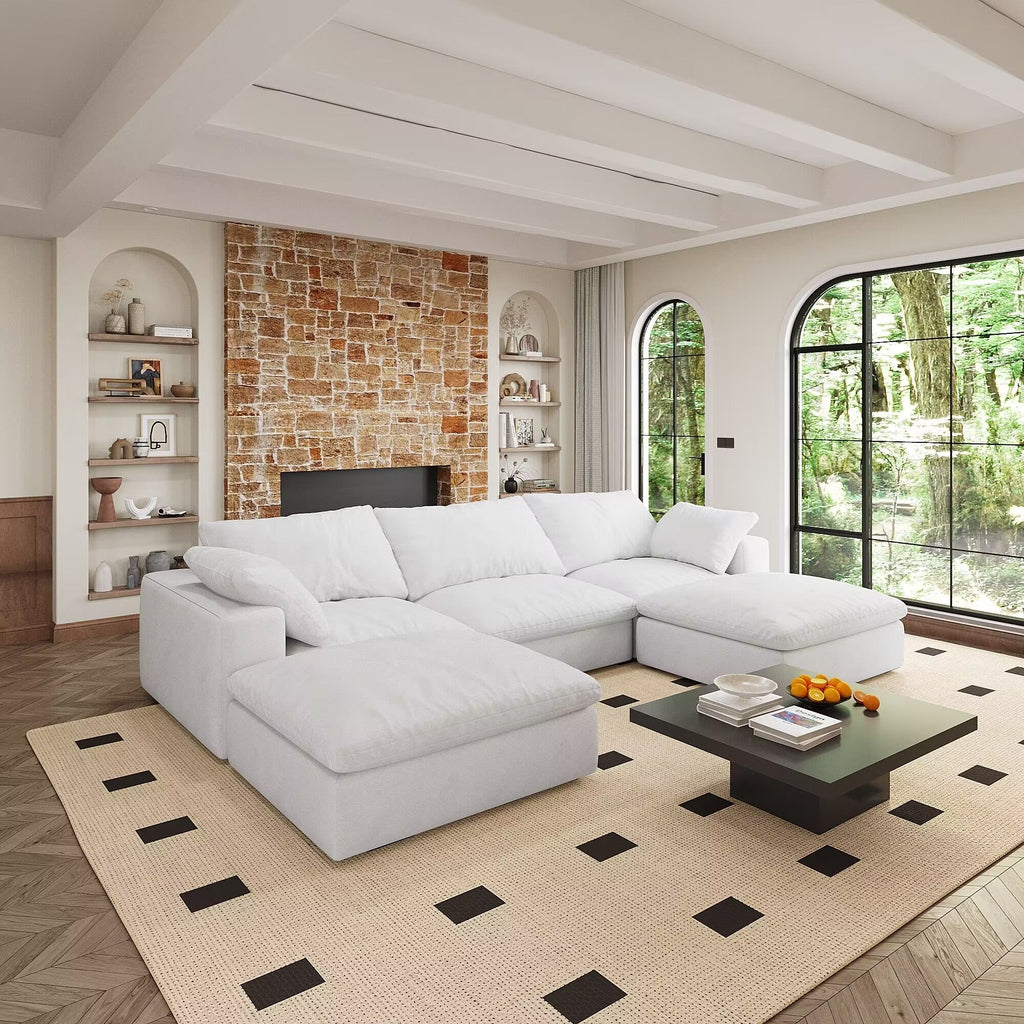 Large size modular cloud sofa 5 seats down sofa bed apartment living room sofa 3seaters + 2ottoman