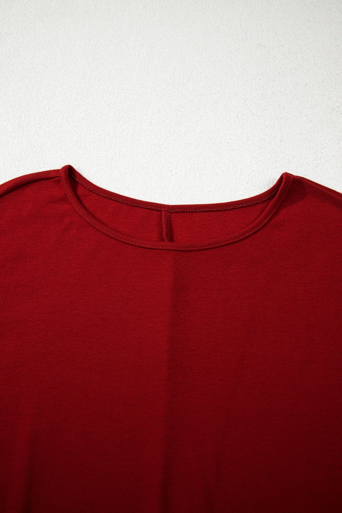 Solid Round Neck Extended Cuff Long Sleeve Top