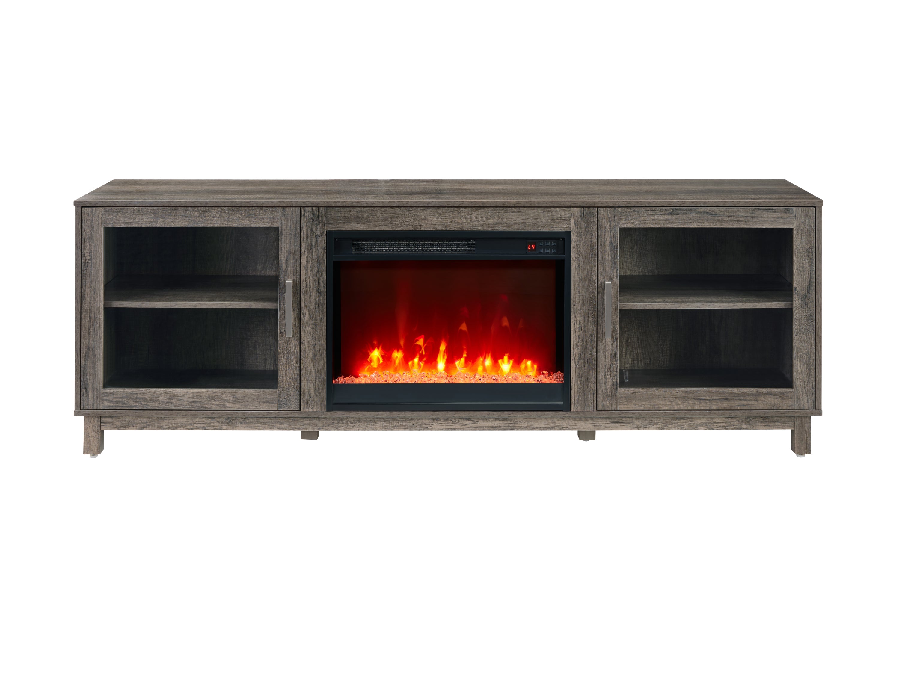 Summit 70'W Gray Walnut Finish TV Stand Console with Fireplace and Heater