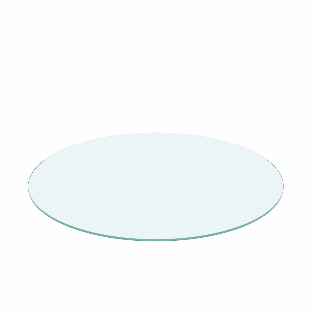 36" Round Tempered Glass Table Top Clear Glass 1 / 4" Thick Flat Polished Edge - Transparent