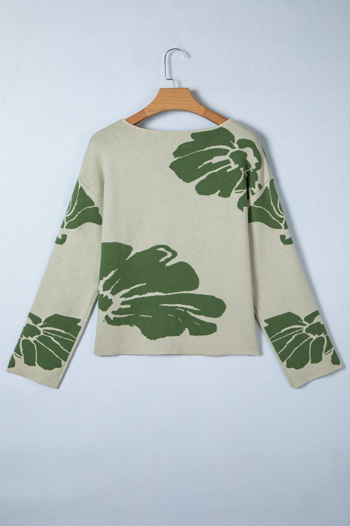 Floral Round Neck Wide Sleeve Baggy Sweater