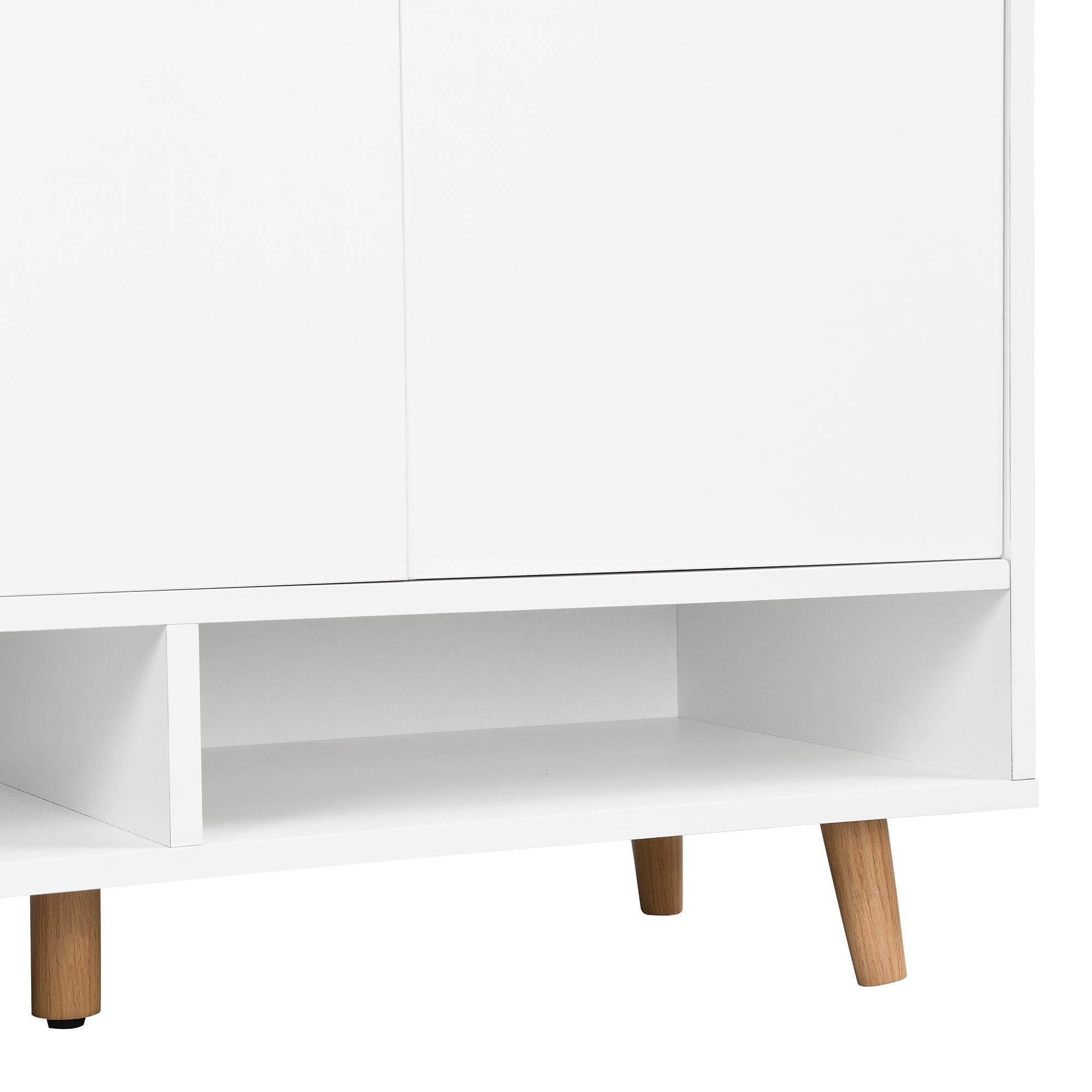 ON-TREND Sleek and Contemporary Shoe Cabinet with Adjustable Shelves, Minimalist Home Organizer with Solid Wood Legs, Storage Sideboard for Entryway, Living Room, White