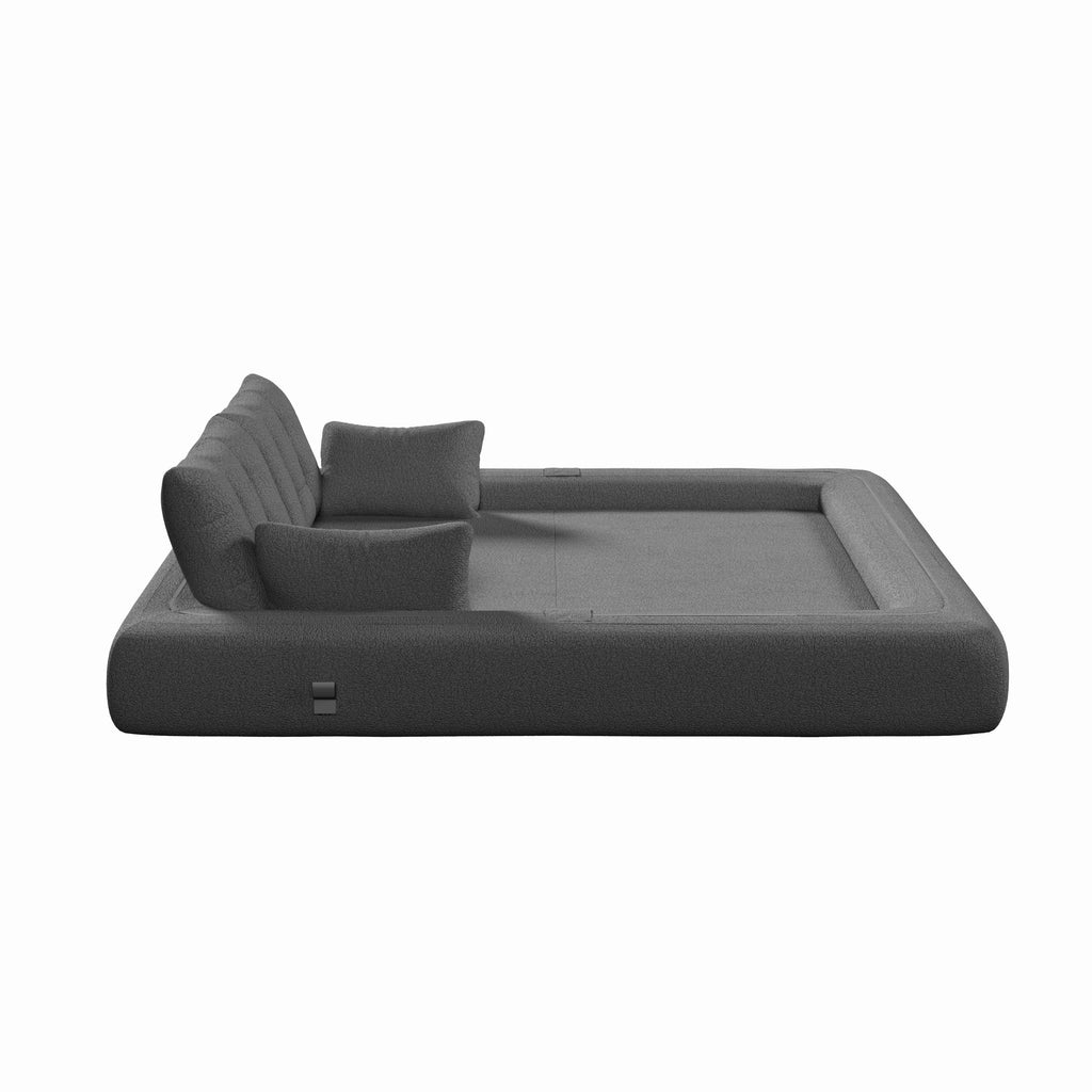 Human Dog Bed, Lazy Sofa Couch, 78.7 ' Multi-Functional Foldable Sofa Bed, 3-in-1 Teddy Fabric Foam-Filled Sleeper Sofa Bed for Living Room,Guest Bed,Playroom,Grey