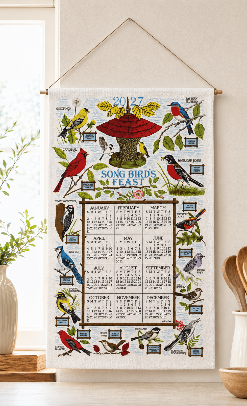 2027 Linen Calendar Towel - Songbird Festival