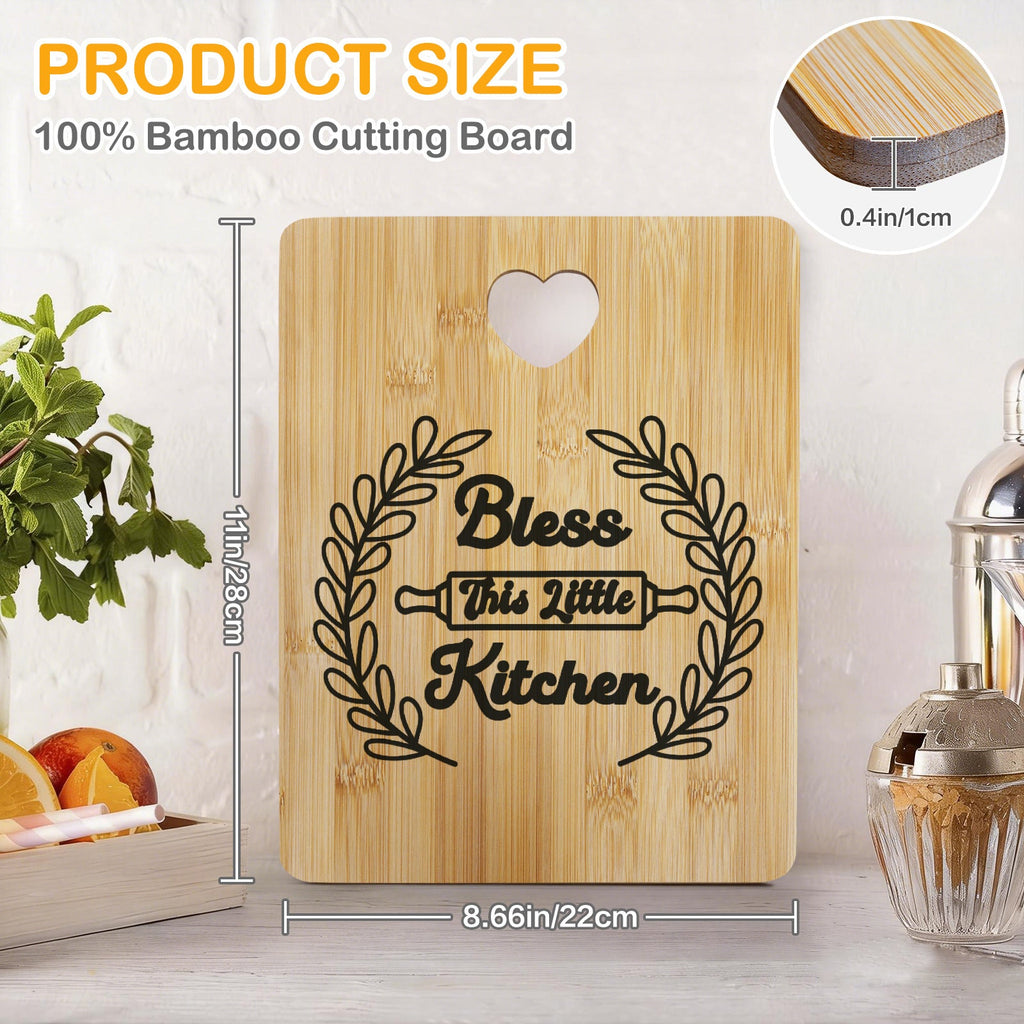 Bless This Little Kitchen Custom Rectangle Bamboo Cutting Board (One Side Printing) | Ships from USA