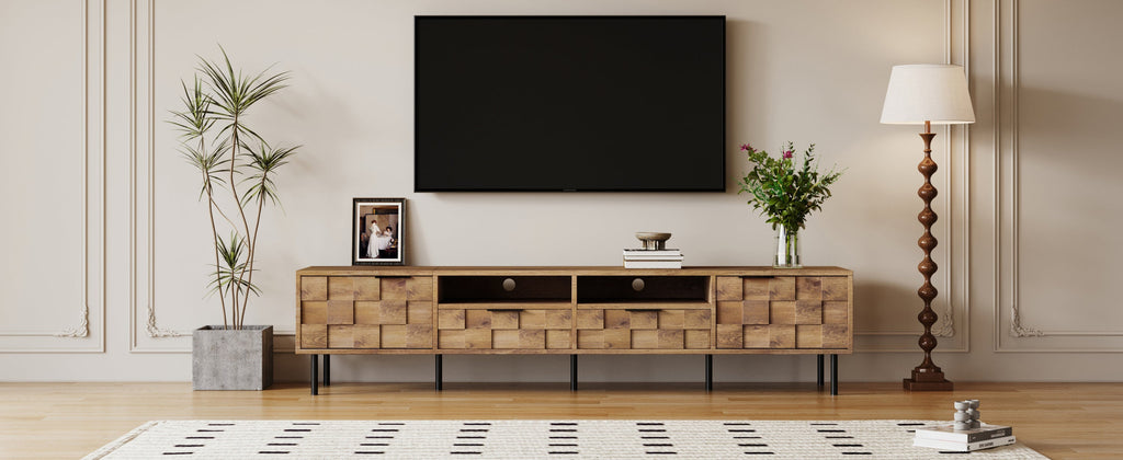 Mid Century TV Stand with 2 Drawers, Media Console Table for TVs up to 85'', Entertainment Center with Storage for Living room, Bedroom, Home Theatre