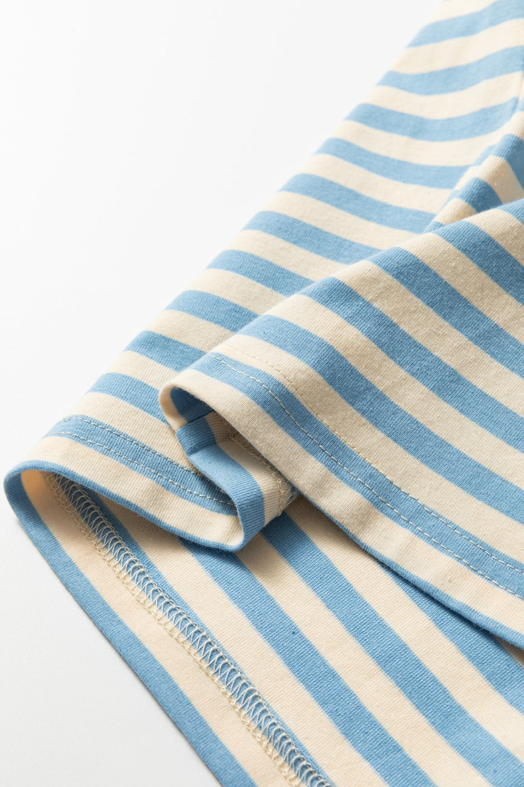 Stripe Contrast Crew Neck Drop Shoulder Tee
