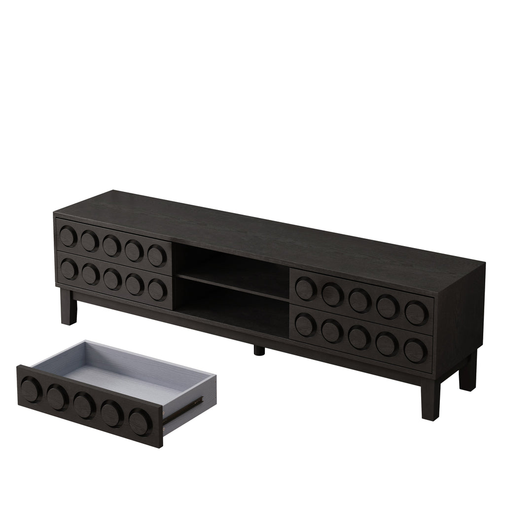 TV Stand for TVs up to 75', Media Console with 4 Drawers, Entertainment Center with Storage for Living Room and Bedroom(Black)