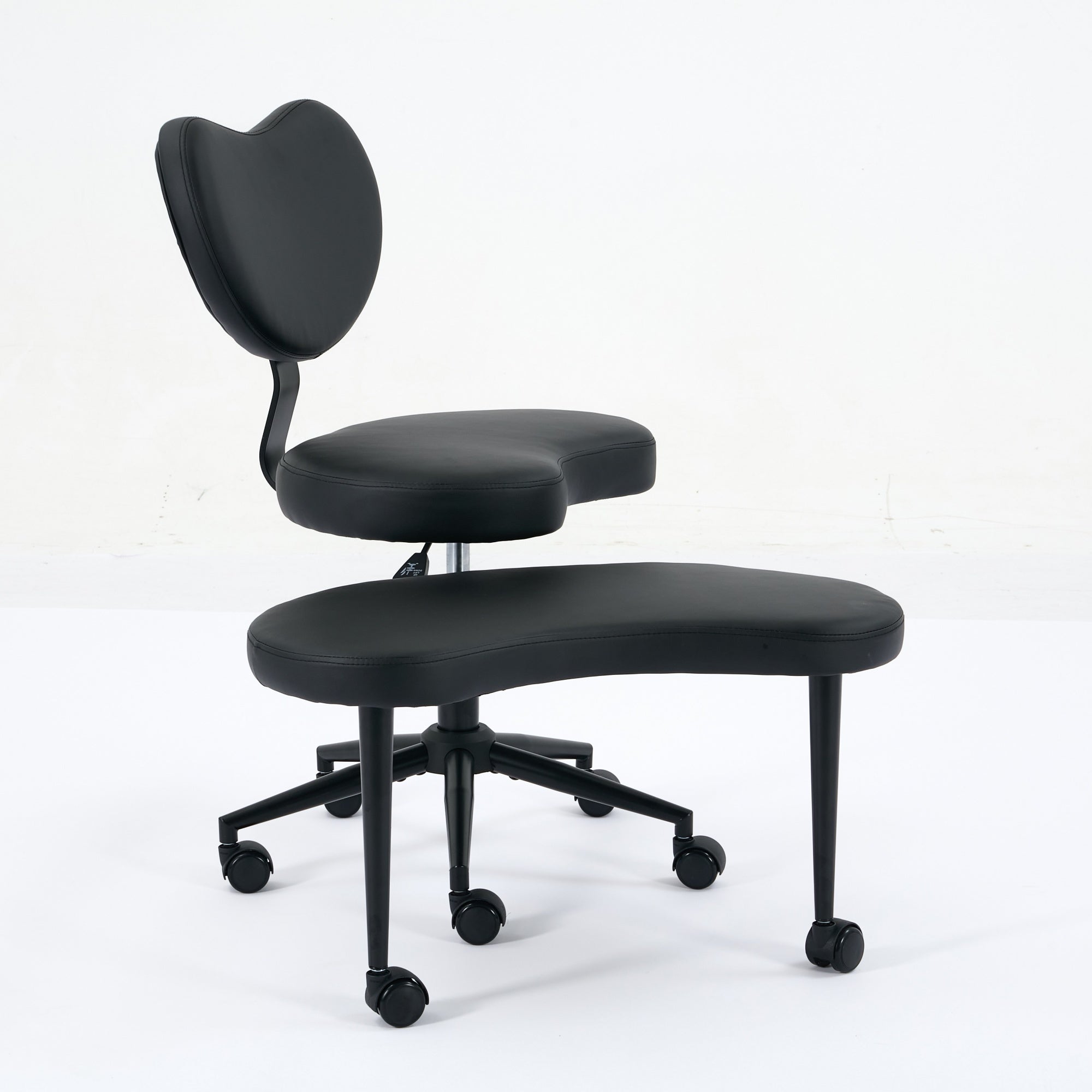 Meditation Chair Plus, Cross Legged Chair with Wheels, ADHD Chair, Criss Cross Desk Chair with Lumbar Support and Adjustable Stool, Flexible Design for Fidgety Sitters, Black PU