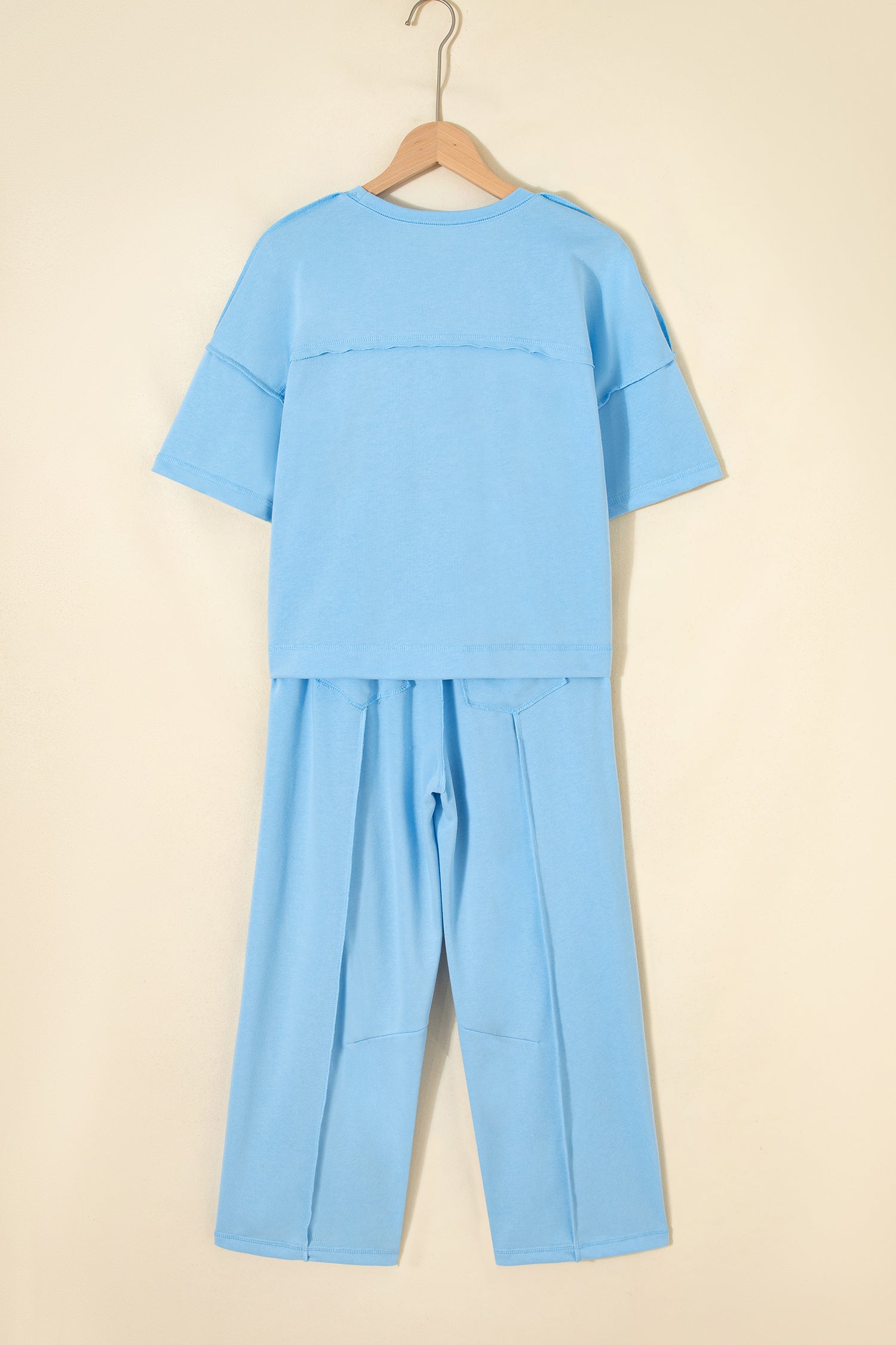 Solid Drop Shoulder Boxy Tee & Barrel Pants Set