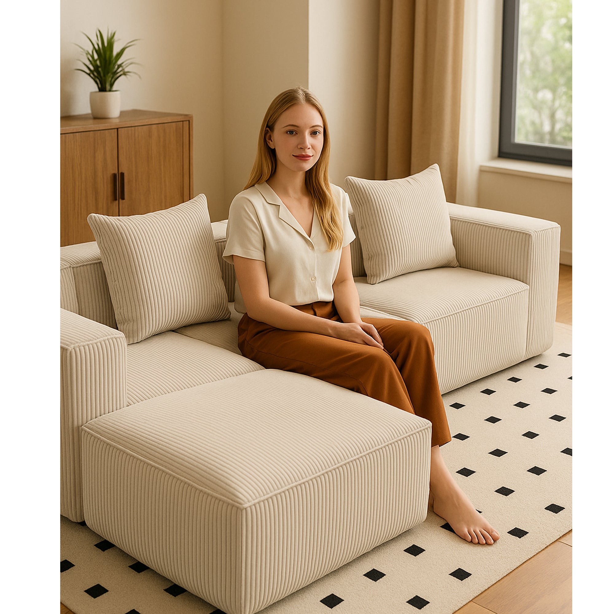 Multi person modular compression sofa that can be freely combined-33005-4