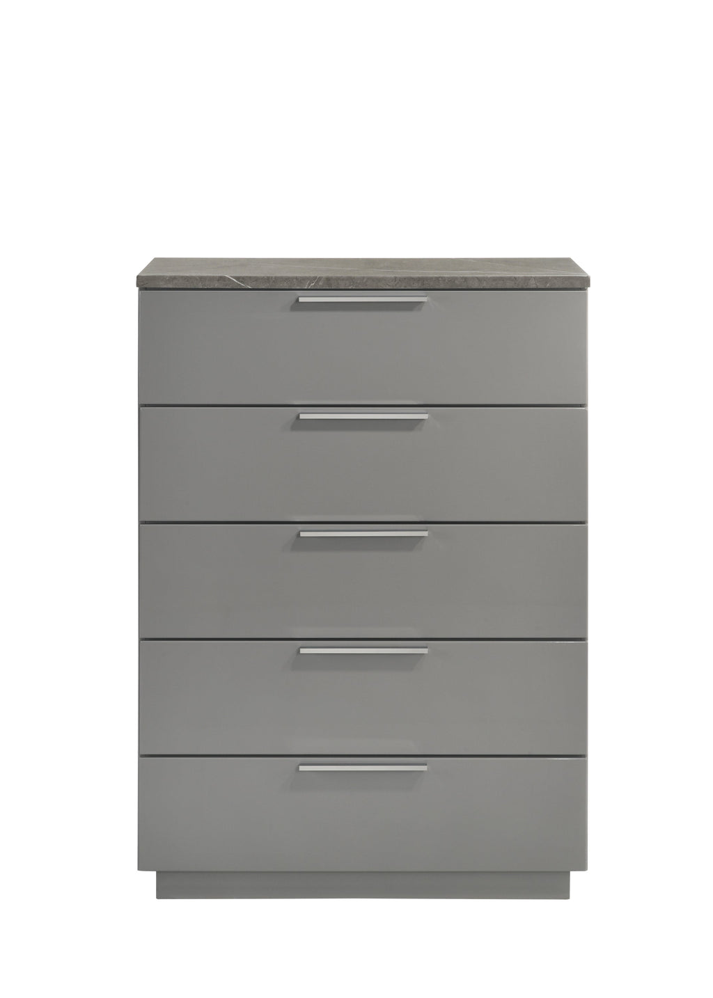 Elara Queen 5-Piece Set – Two-Tone High-Gloss Marble & Lacquer Finish with LED Lighting, Metal-Finished Legs, Spacious Storage- Gray (NJ Inventory)