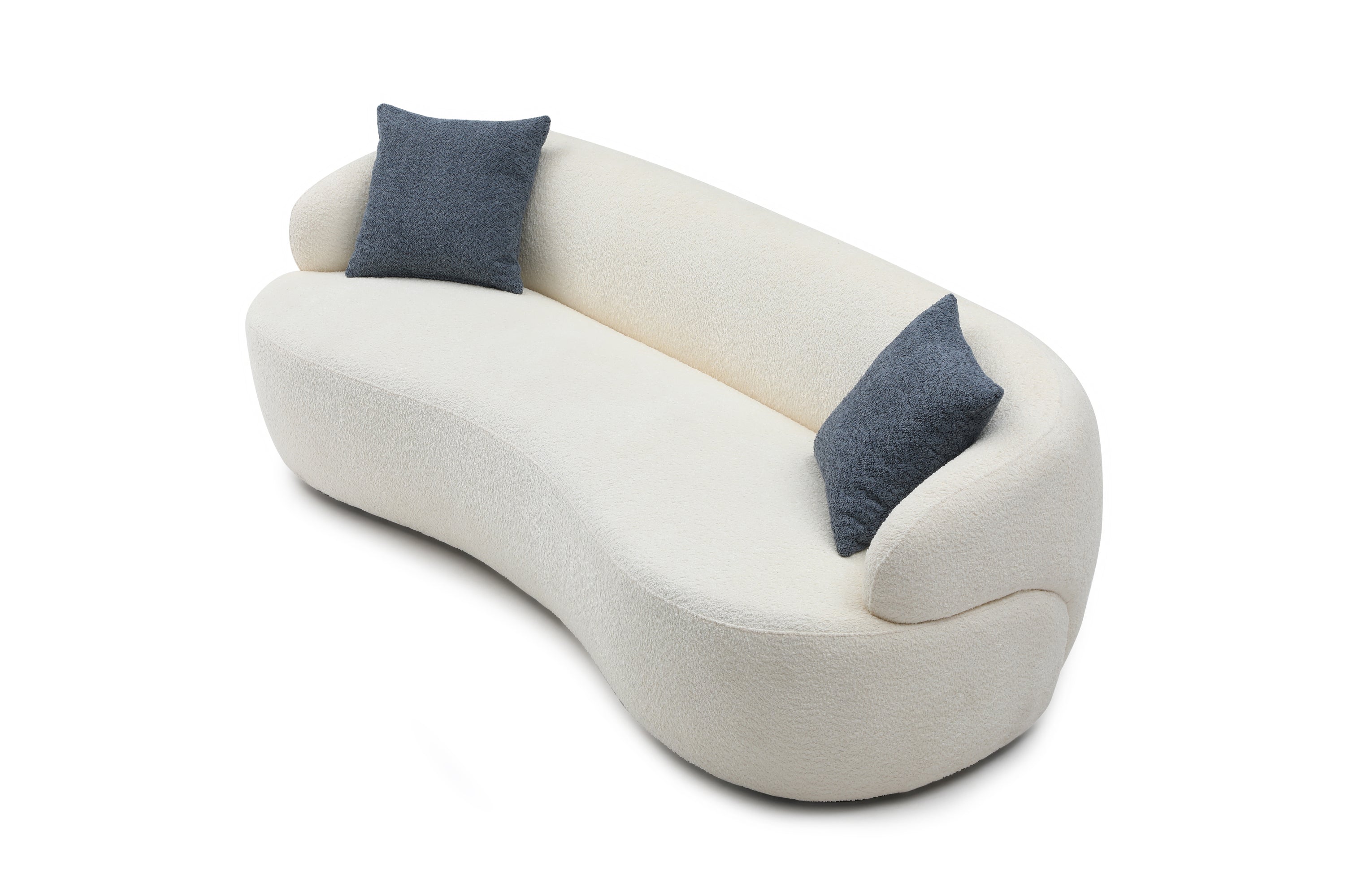 Mid Century Modern Curved Sofa, 3 Seat Cloud couch Boucle sofa Fabric Couch for Living Room, Bedroom, Office Beige