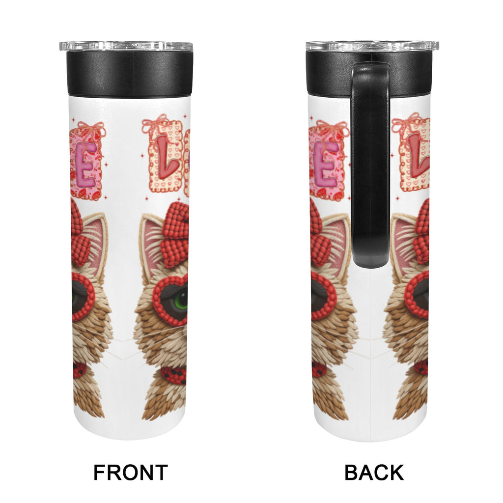 Yarn Cool Cat with Love Insulated Water Bottle with Handle | Ships from USA