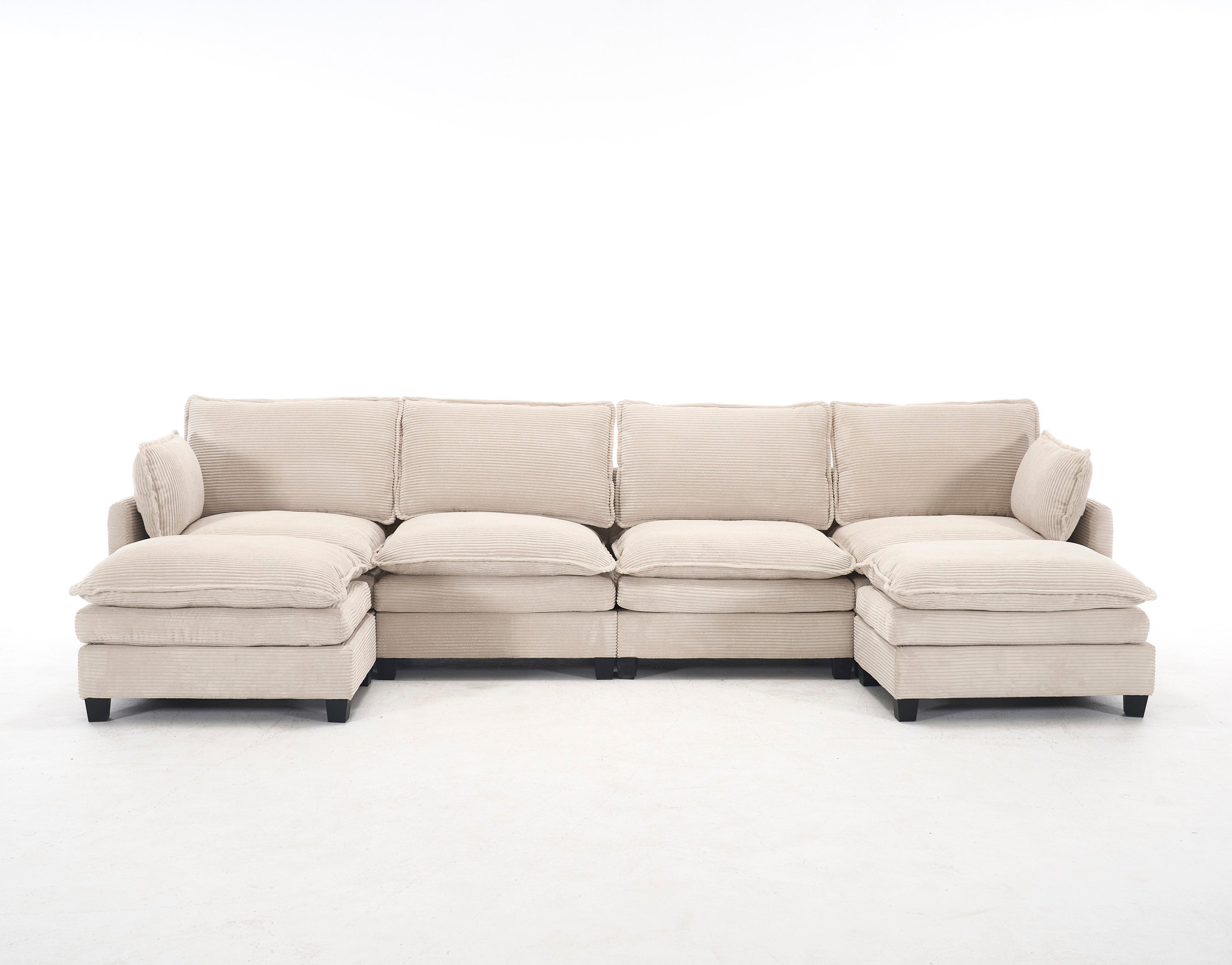 [VIDEO provided][New]Oversized Modular Sofa ,  Velvet Large U-Shaped Couch Comfy Upholstered 4-Seat Sofa with 2 Ottoman,2 Lumbar Pillow, Deep Seat Couch for Living Room