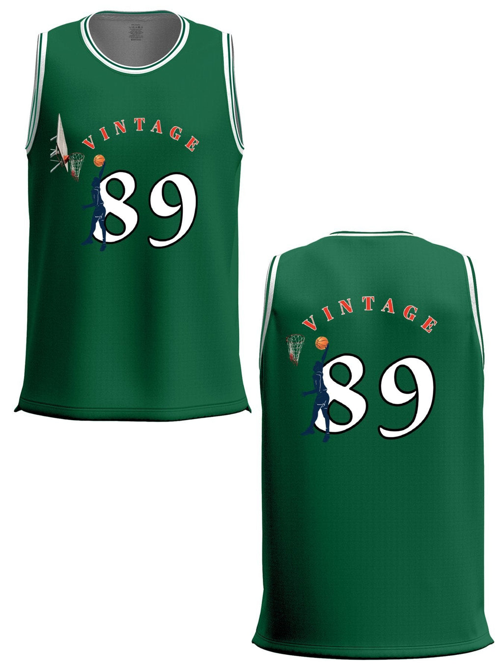 Vintage 89 Adult Green Basketball Jersey | Ships From USA
