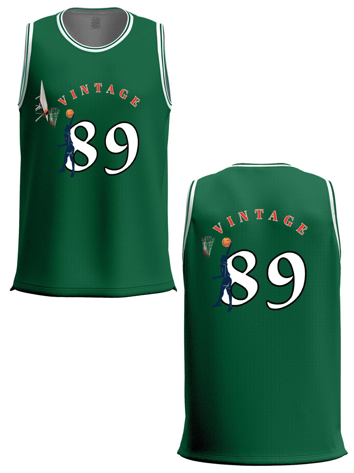 Vintage 89 Adult Green Basketball Jersey | Ships From USA