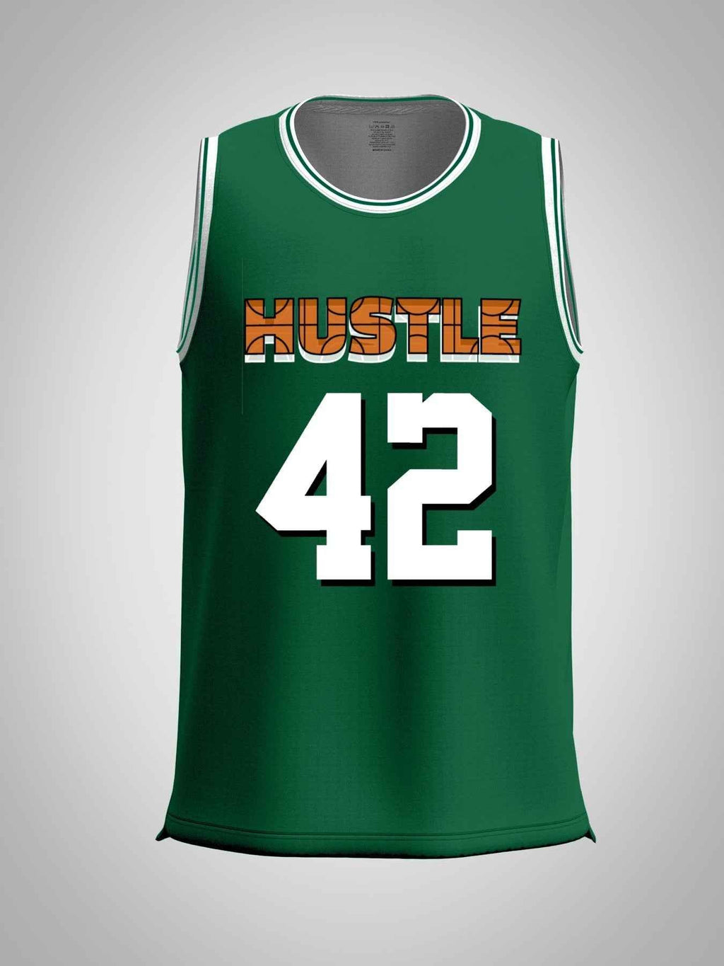 Hustle 42 Adult Green Basketball Jersey | Ships From USA