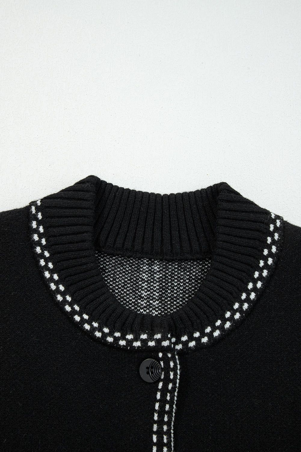 Contrast Trim Button-Up Sweater Cardigan