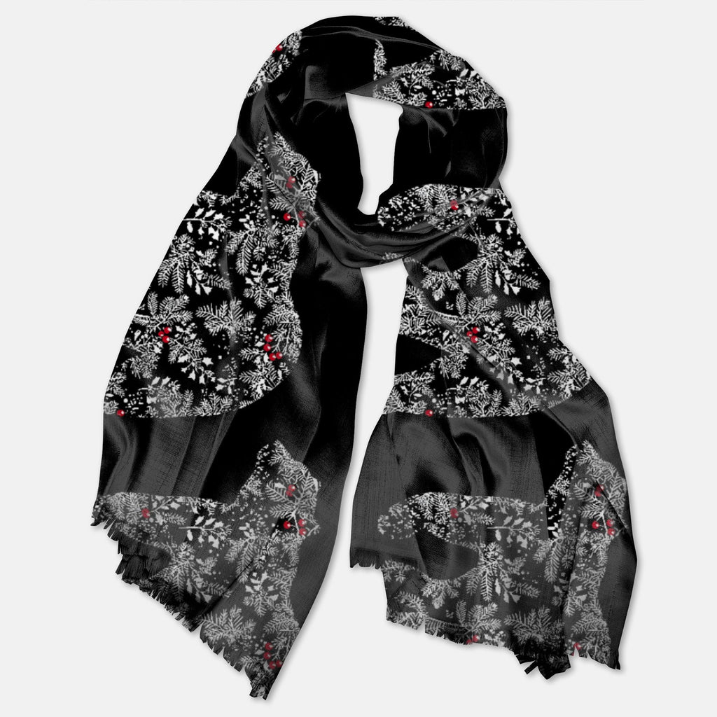 Black Chinoiserie Christmas Polar Bear Pashmina Scarf