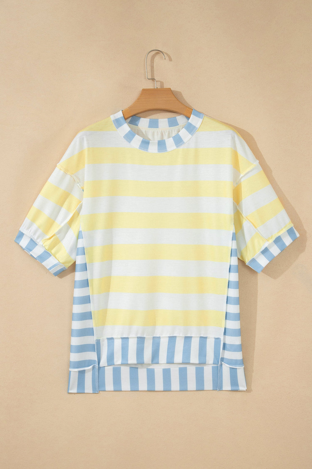 Stripe Patchwork Exposed Seam Oversized Top