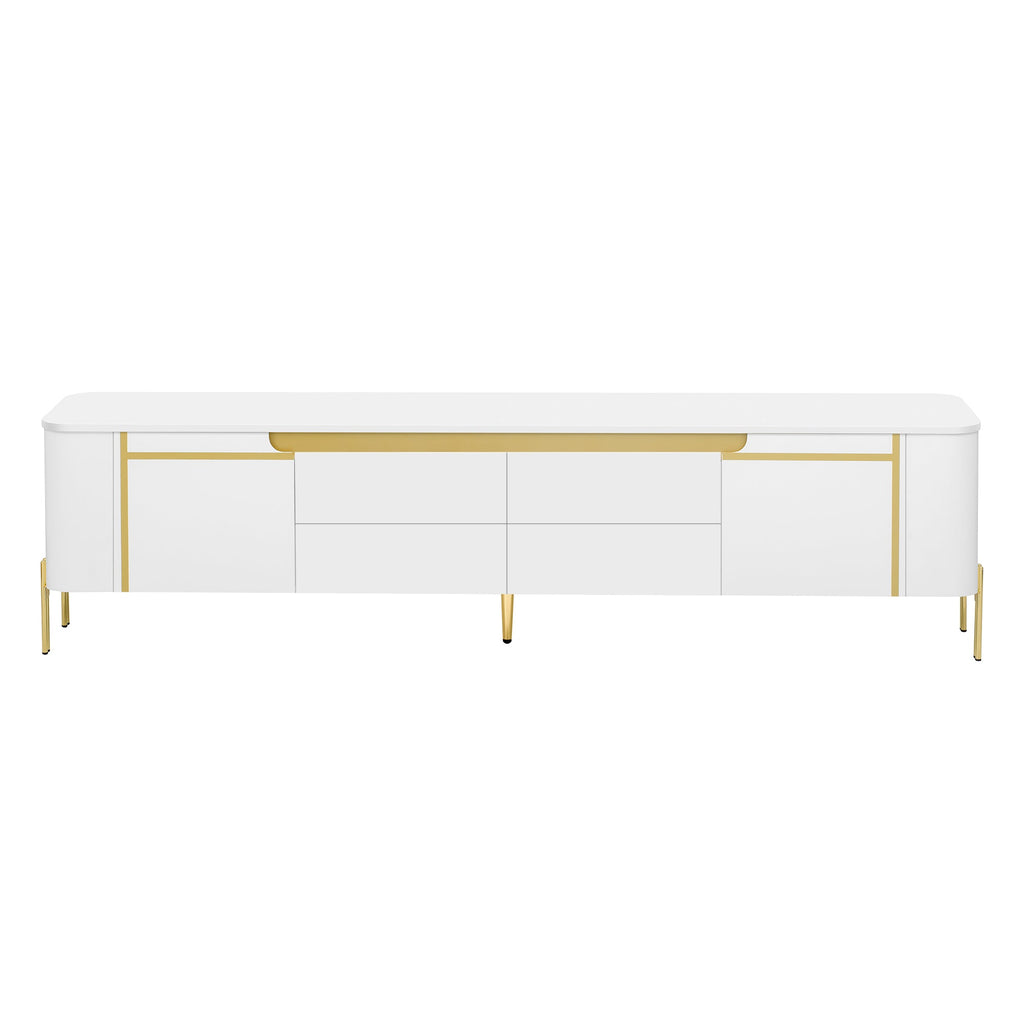 U-Can 74.8'' TV Stand for TVs up to 80 Inches, TV Cabinet with 4 Drawers and 2 Spacious Cabinets, Five Metal Legs for Living room