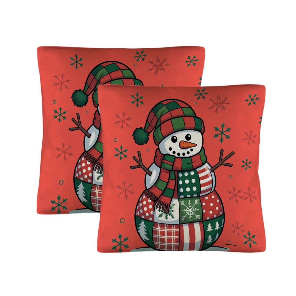 Patchwork Snowman Custom Pillow Case 18 x 18 inch (Made in USA)