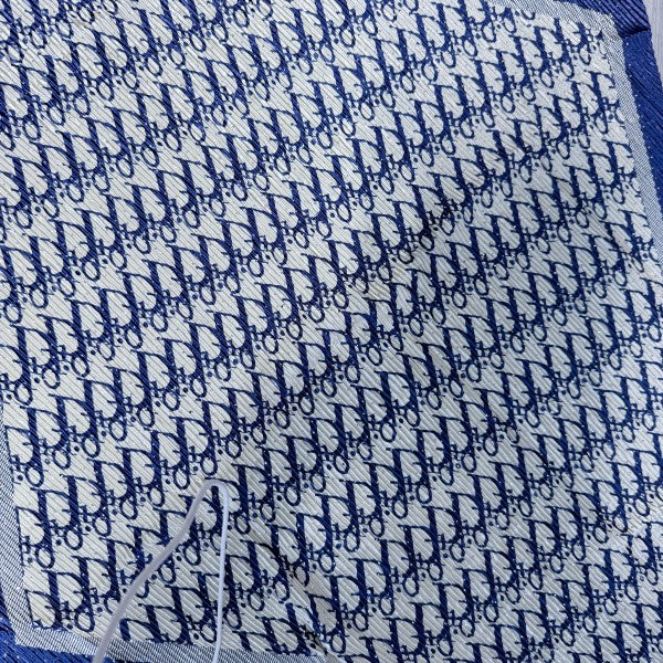 Blue Silk Feel Pleated Scarf With Rhinestones