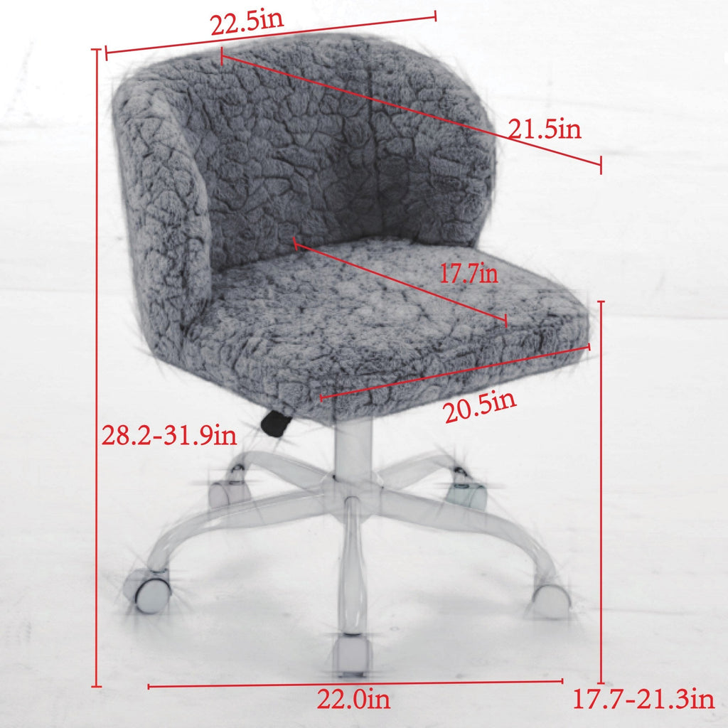 A&A Furniture Office Chair,Artificial rabbit hair Home Office Chair with Metal Base,Adjustable Desk Chair Swivel Office Chair,Vanity Chair(Violet)