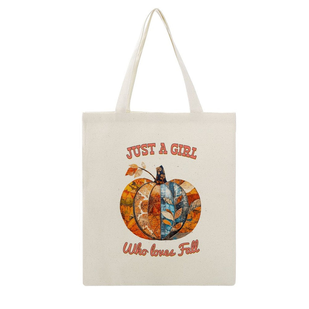 Just a Girl Who Loves Fall Pumpkins Canvas Tote Bag - 13.4" x 15.8"