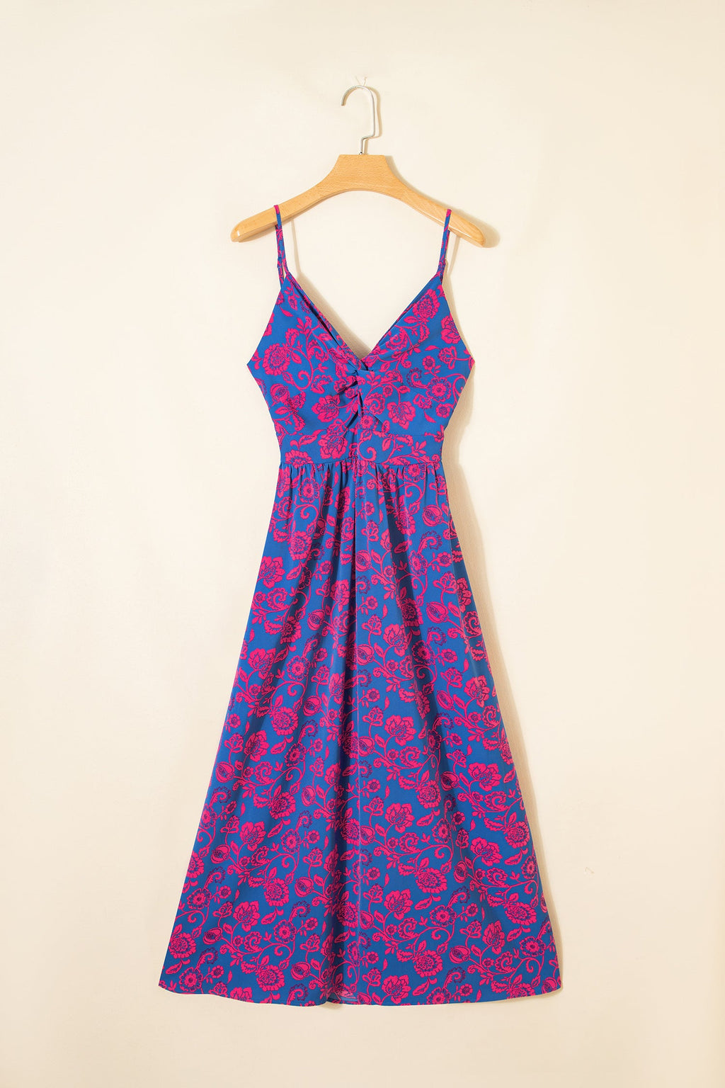 Floral Twisted V-Neck Tied Backless Maxi Dress